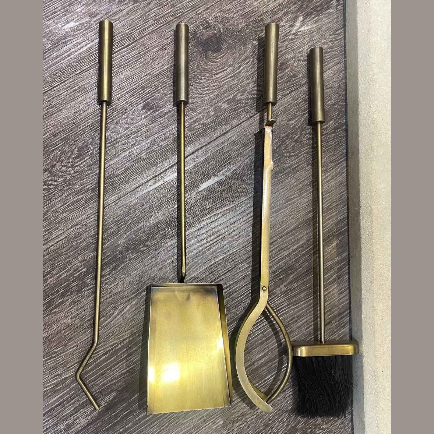 Mortimer Fireside Companion Set in Antique Brass with Stand - 60cm