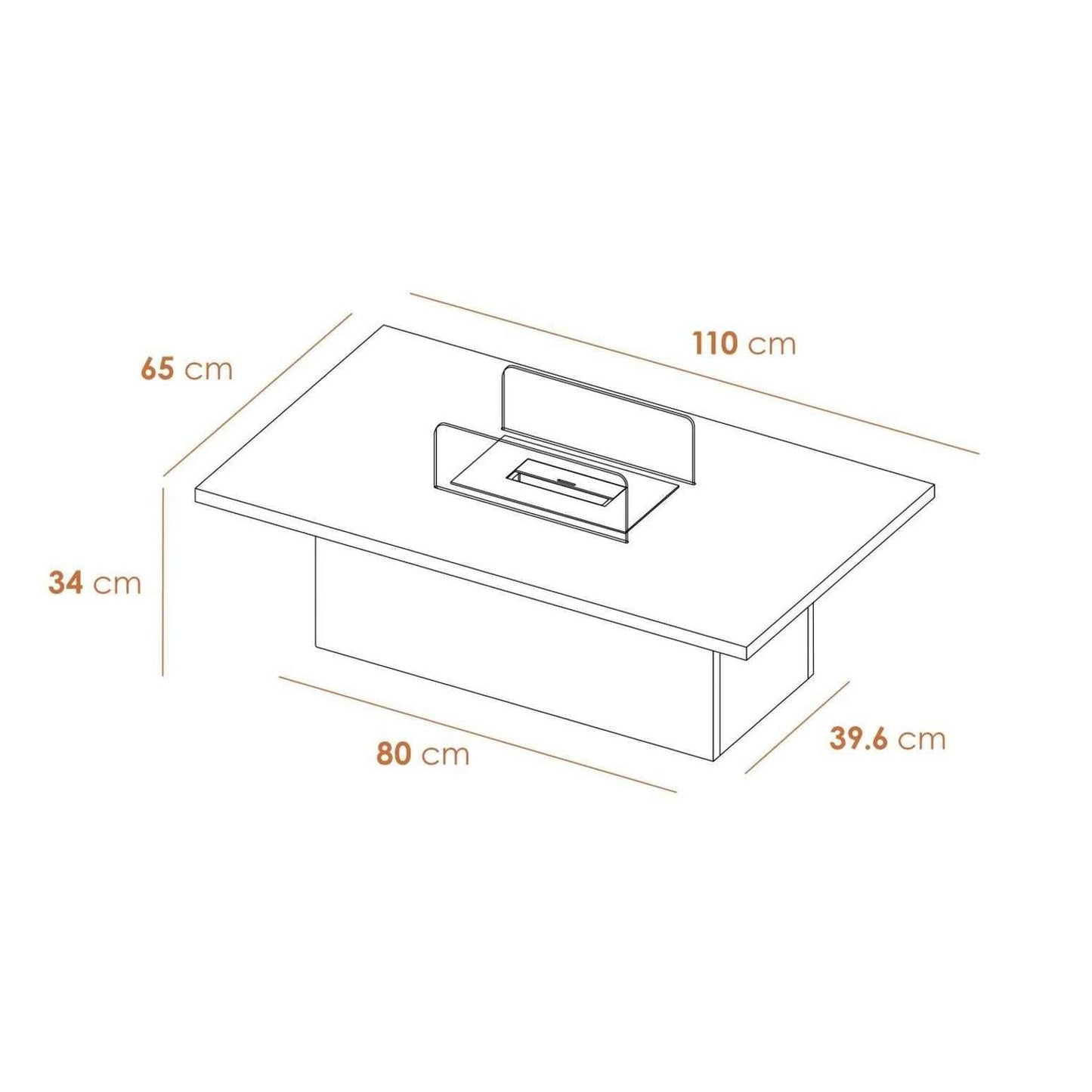 Acantha Castellon Slate Effect Bio Ethanol Coffee Table Stylish & Modern Home