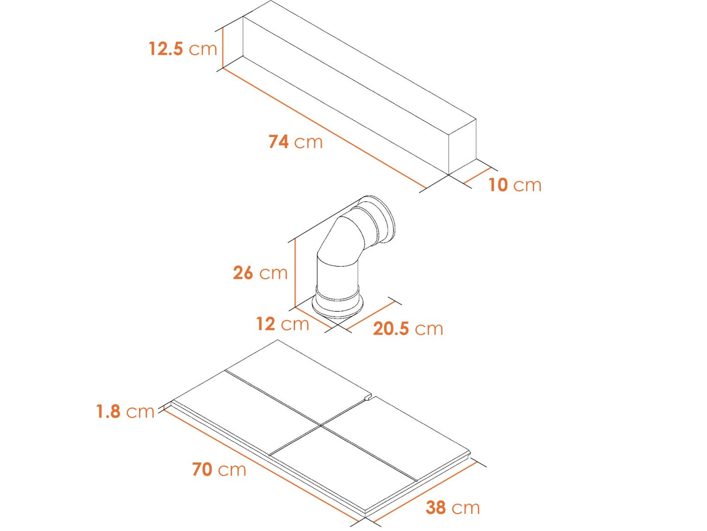 Adam Oak Effect Beam, Black Grooved Hearth & Decorative Stove Pipe Suite (Electric Stoves Only)