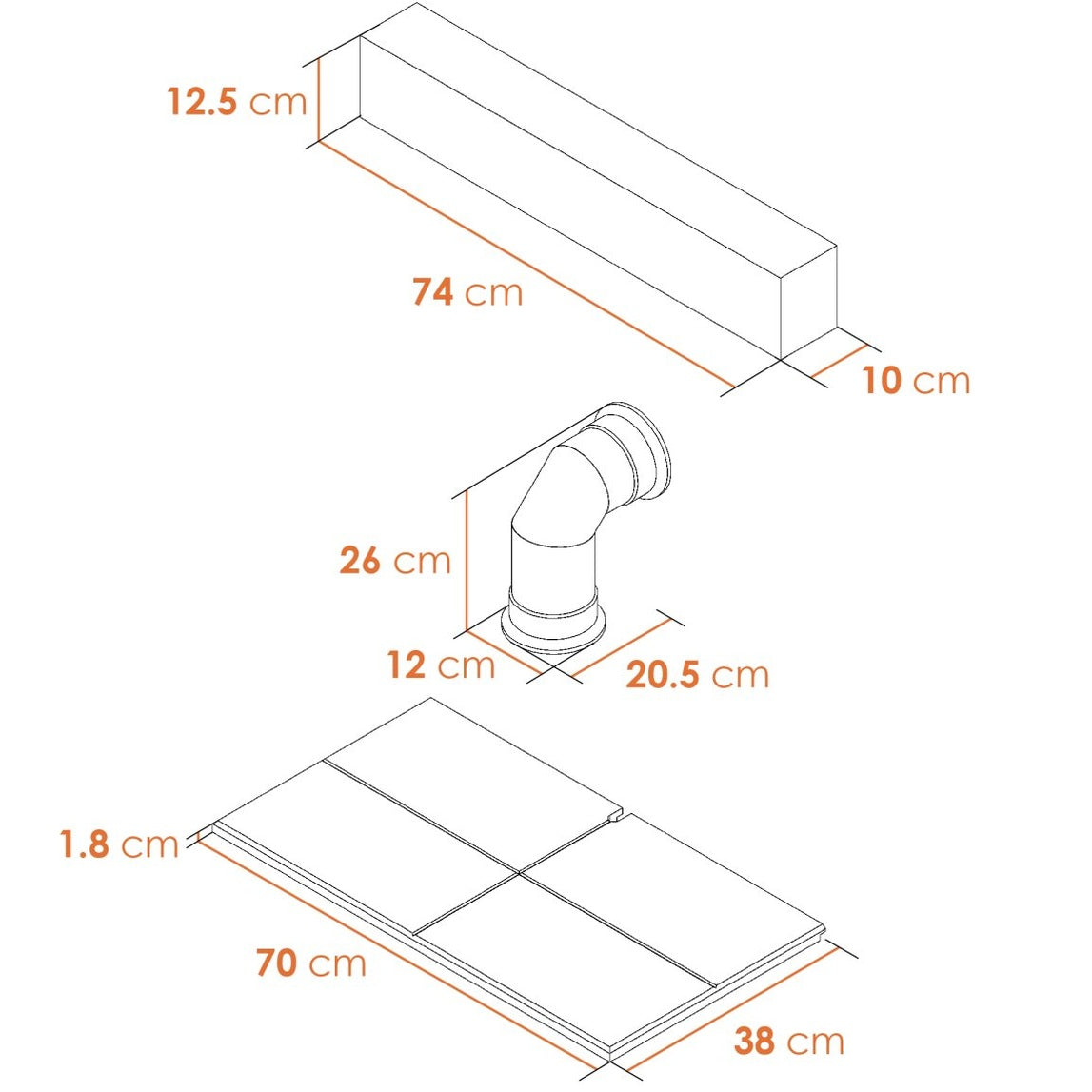Adam Oak Effect Beam, Black Grooved Hearth & Decorative Stove Pipe Suite (Electric Stoves Only)