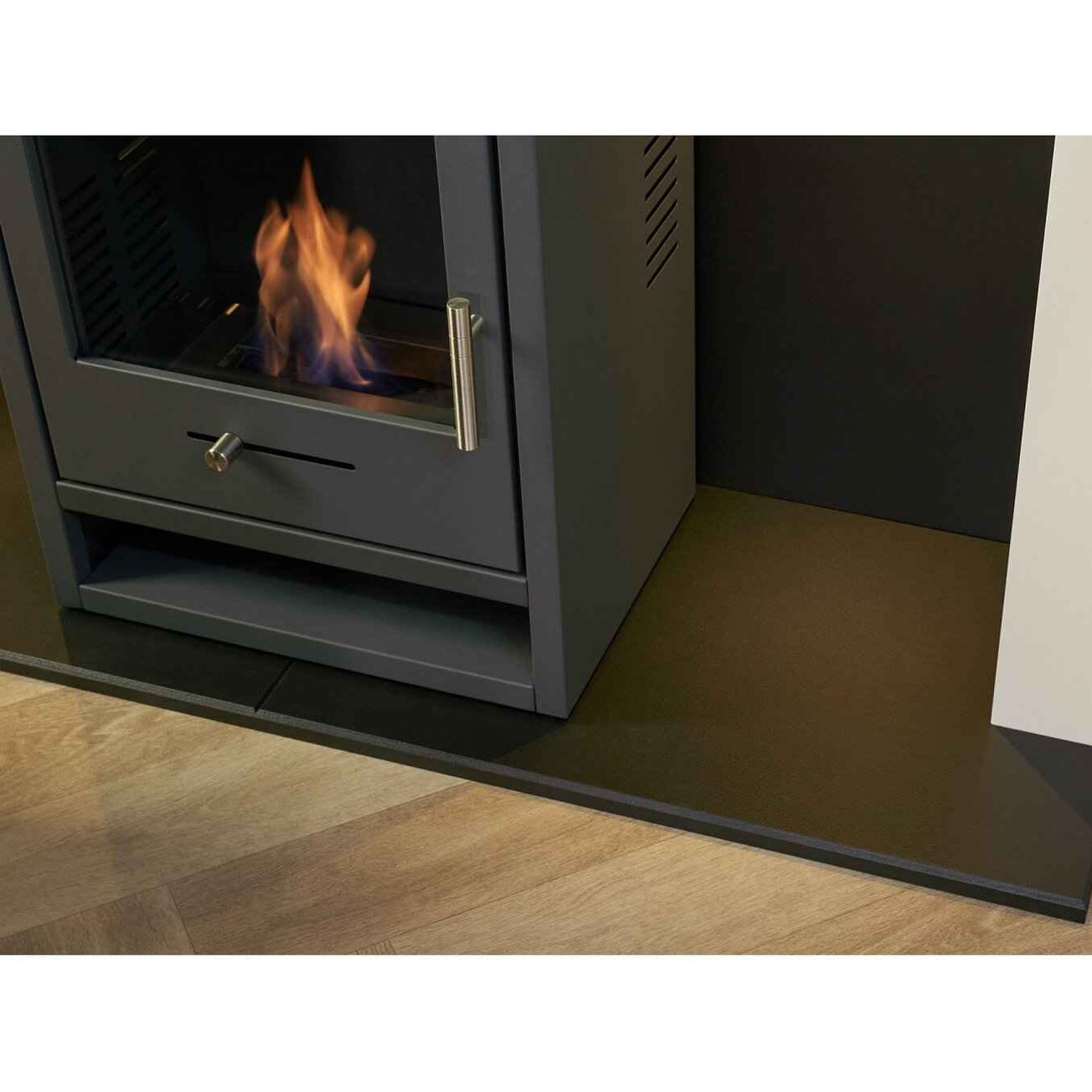 Acantha Stove Media Wall 2 with OKO S1 Bio Ethanol Stove – Easy Paint MDF (58” TV)