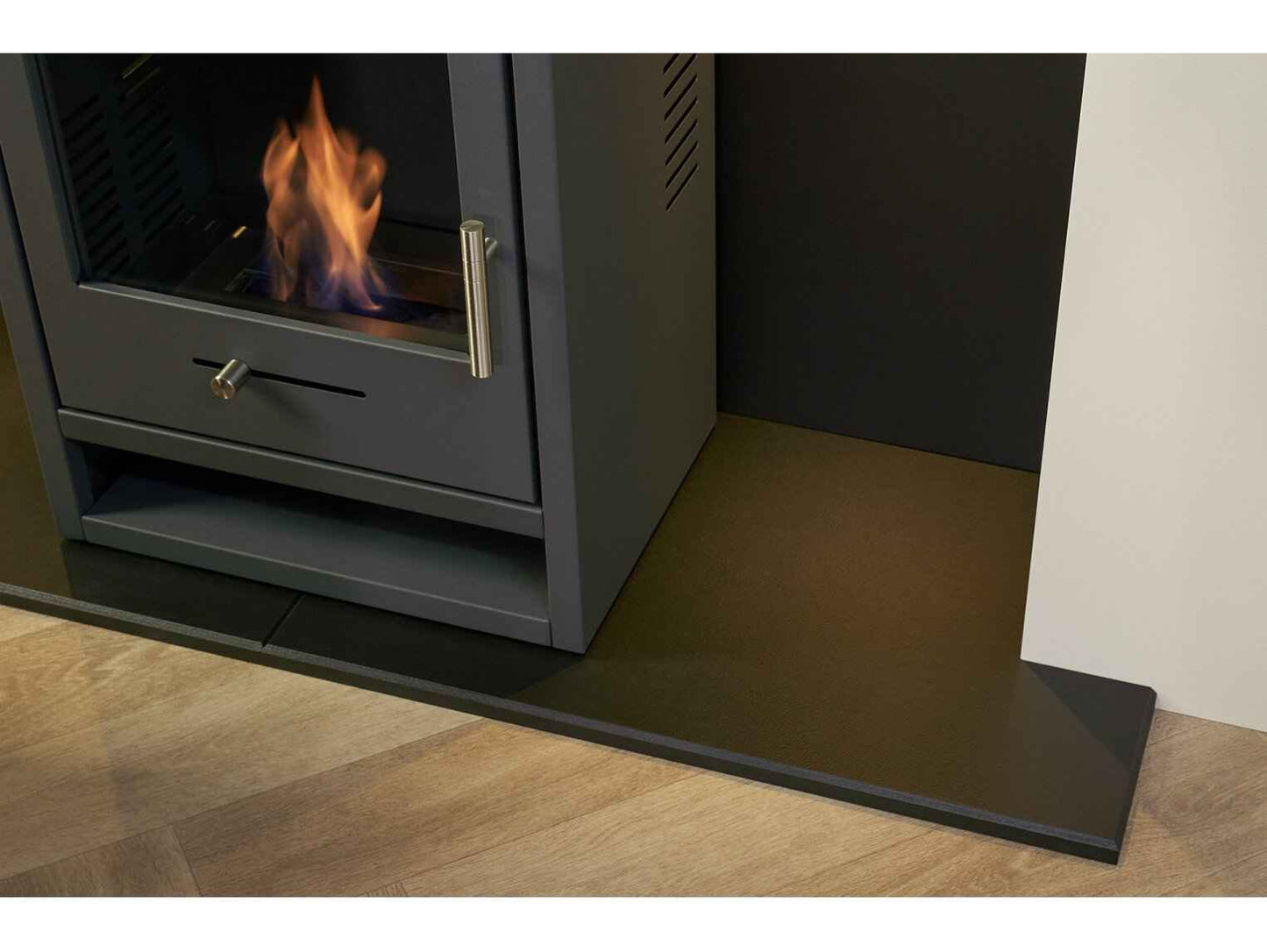 Acantha Stove Media Wall 2 with OKO S1 Bio Ethanol Stove – Easy Paint MDF (58” TV)