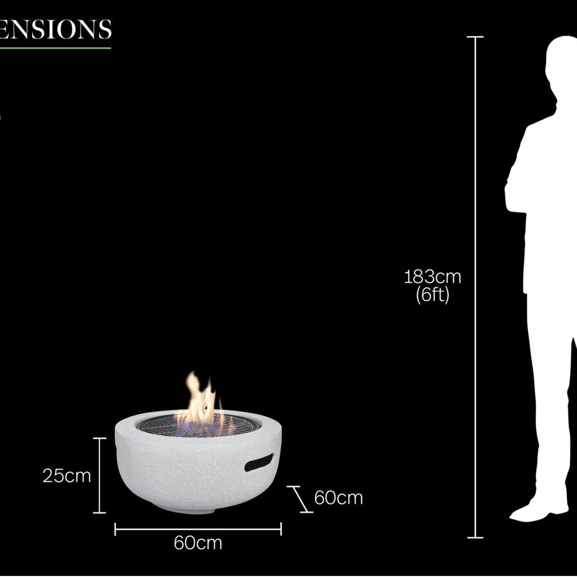 Field & Flame Dahlia Wood Burning Fire Pit BBQ – Concrete Grey