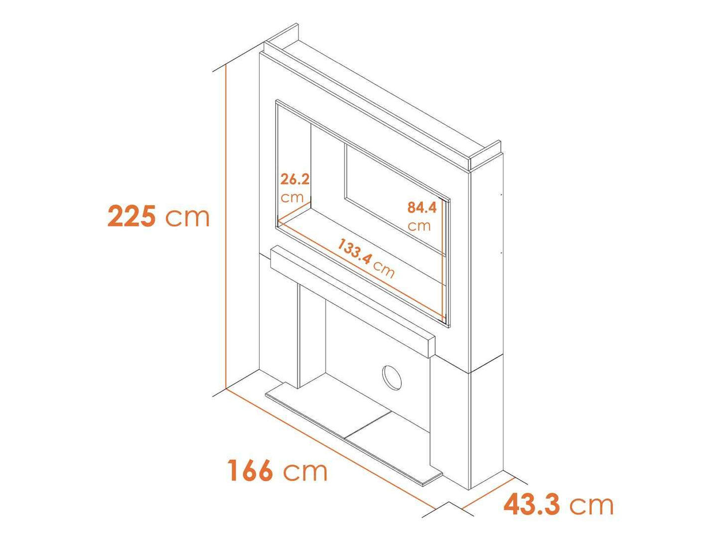Acantha Stove Media Wall 2 with Adam Aviemore Electric Stove – Easy Paint MDF (58” TV)