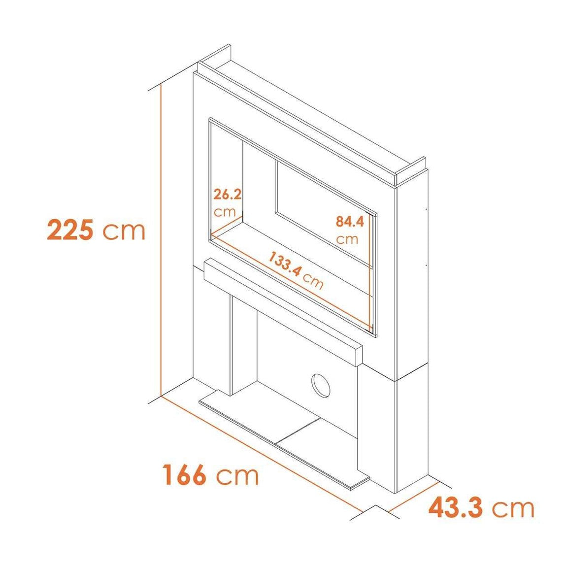 Acantha Stove Media Wall 2 with Adam Aviemore Electric Stove – Easy Paint MDF (58” TV)