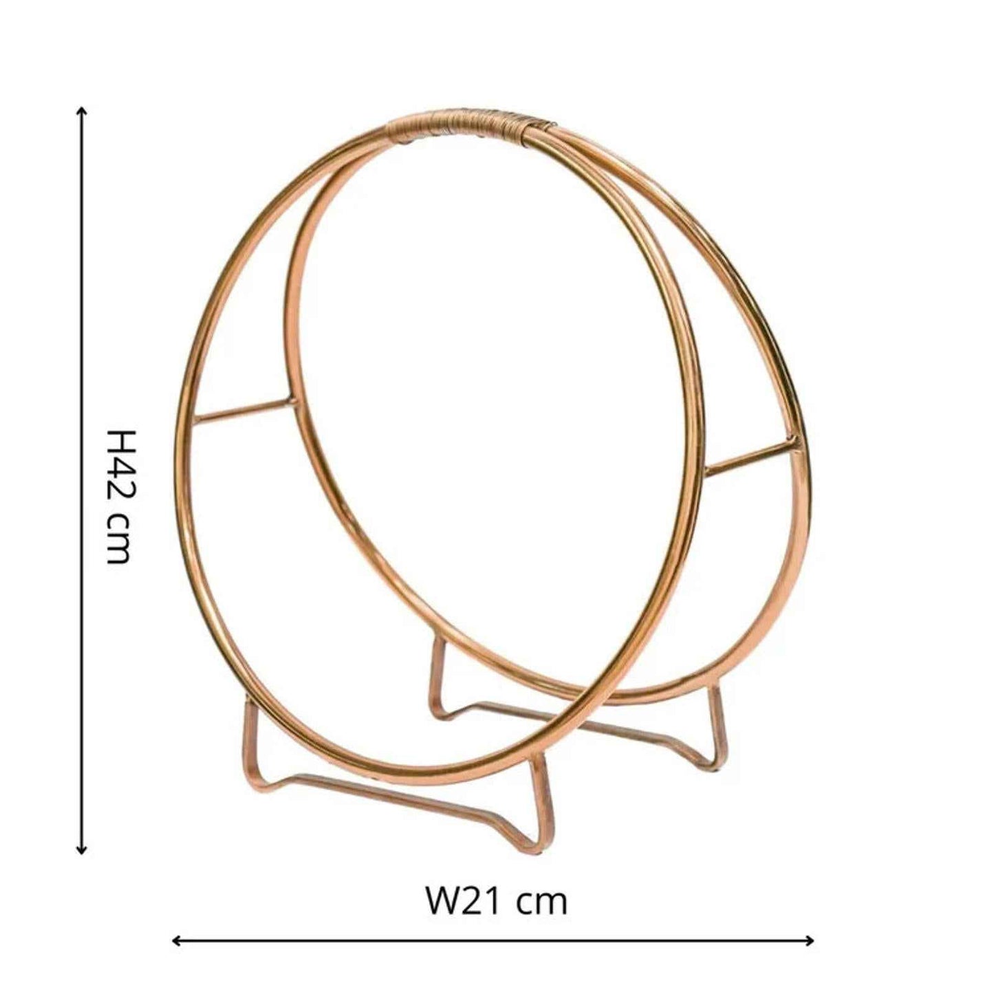 Ivyline Round Copper Log Holder Firewood Rack | Modern Iron Fireplace Storage |