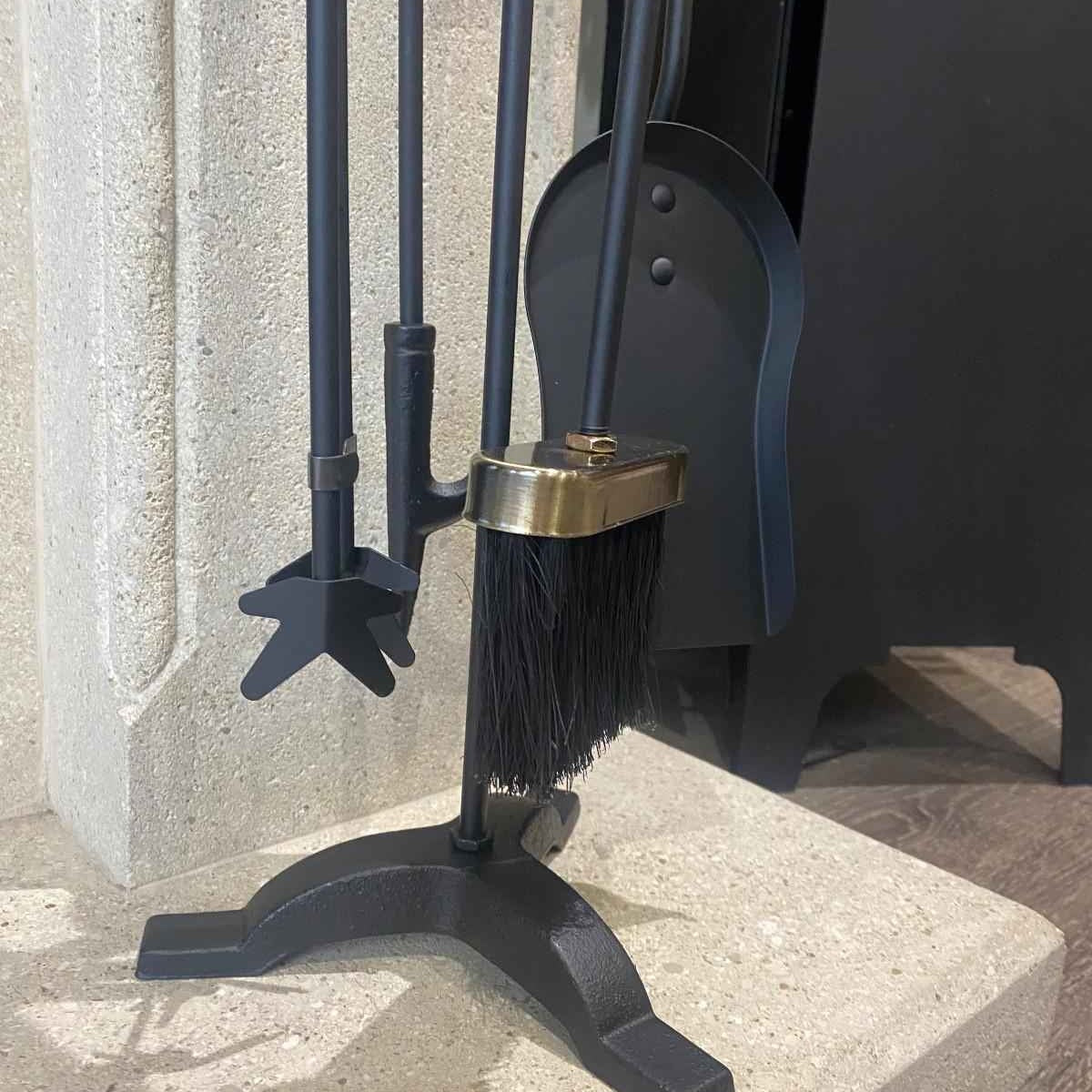 5-Piece Fireplace Tool Set – Black & Antique Silver Handles (63.5cm)