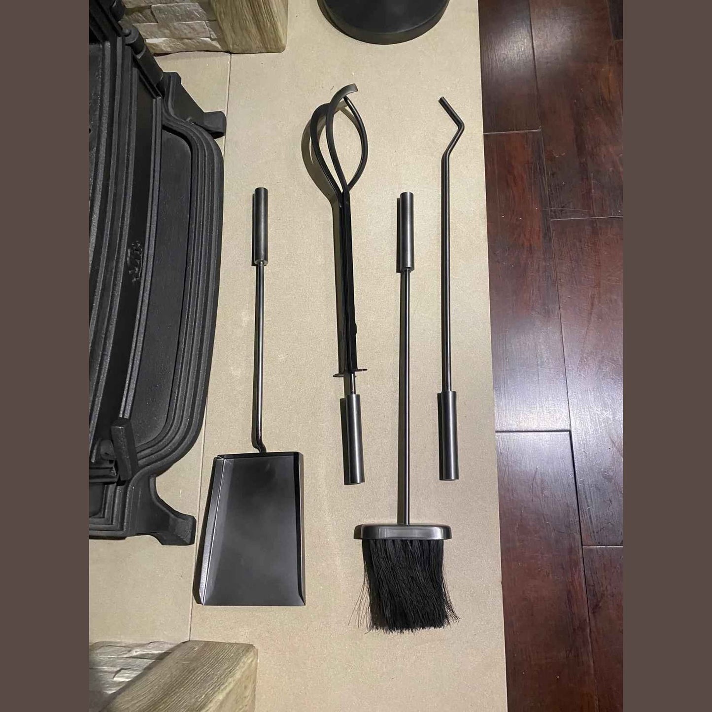 Mortimer Fireside Companion Set Galvanised Steel (4-Piece Fireplace Tool Set
