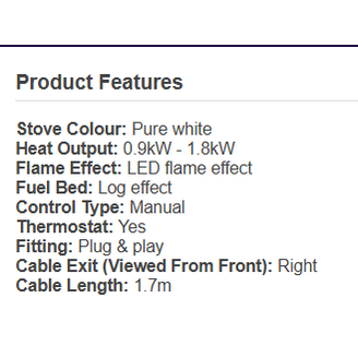 Aurora Gemini Electric Stove in White with LED Flame Effect