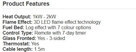 Aurora Inferno 2000 Panoramic Media Wall Electric Fire