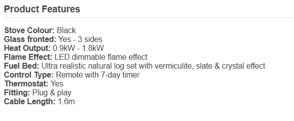 Aurora Infinity Cylinder Electric Stove Black 1.8kW LED Flame Effect 3-Sided Glass Remote Control