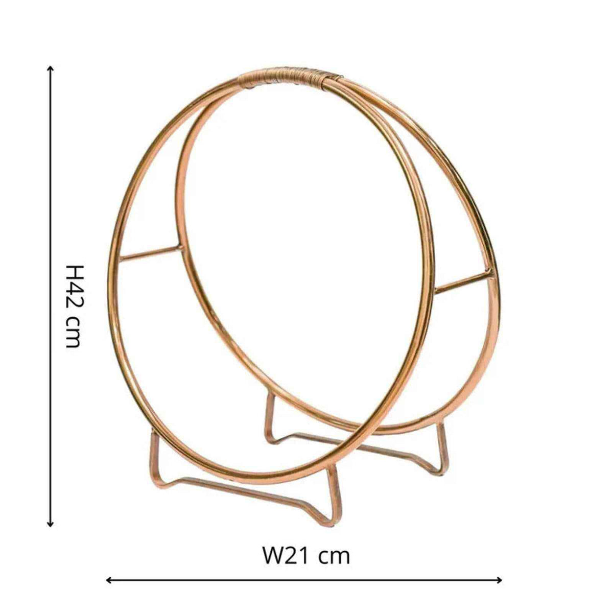 Dimensions diagram for 42cm height copper firewood storage rack