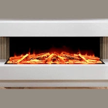 Proflame Monroe 1250 Electric Fireplace Suite with Acoustic Oak Panels - Smooth White