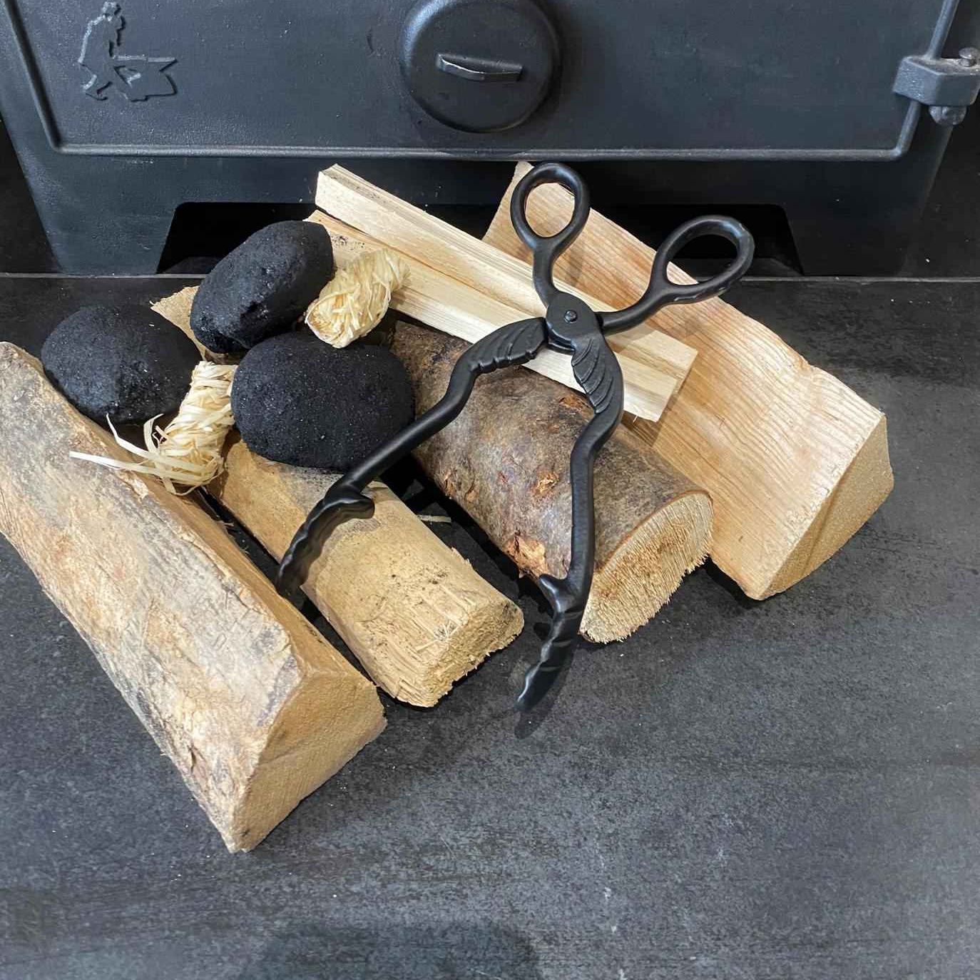 Cast Iron Coal Tongs 26.5cm Black – Fireplace & Log Burner Fireside Tool