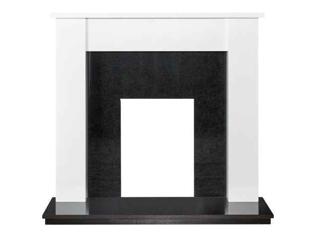 Adam Buxton 48-Inch Fireplace Suite | Pure White & Black Granite