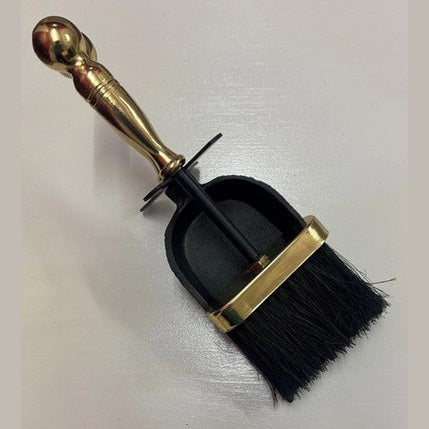 Calfire 30cm Hearth Fireplace Set, Black Brass Cast Iron Shovel & Mild Steel Brush 2-Piece Kit