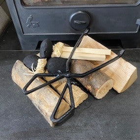 35cm Black Cast Iron Coal Tongs, 14" Heavy-Duty Fireside Log & Fuel Scissor Shifter