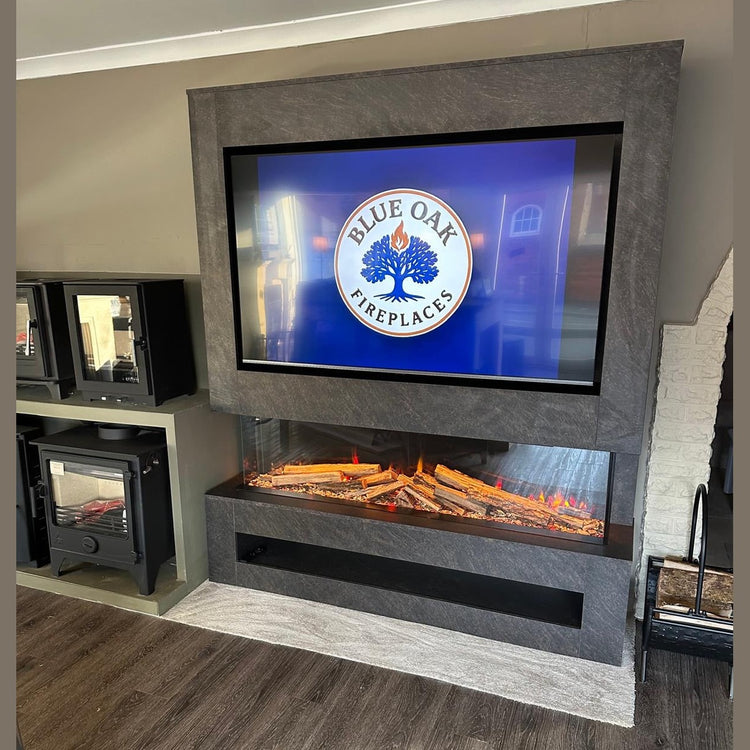 Pre-Built Media Wall with Electric Fire