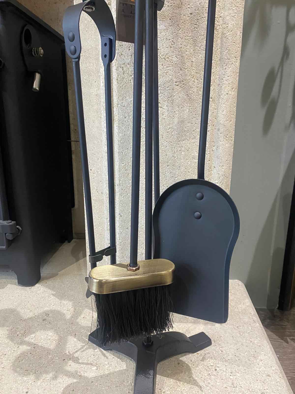 5-Piece Fireplace Tool Set – Black & Antique Silver Handles (63.5cm)