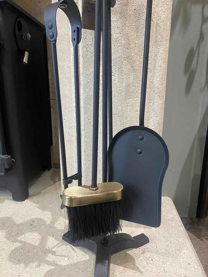 5-Piece Fireplace Tool Set – Black & Antique Silver Handles (63.5cm)