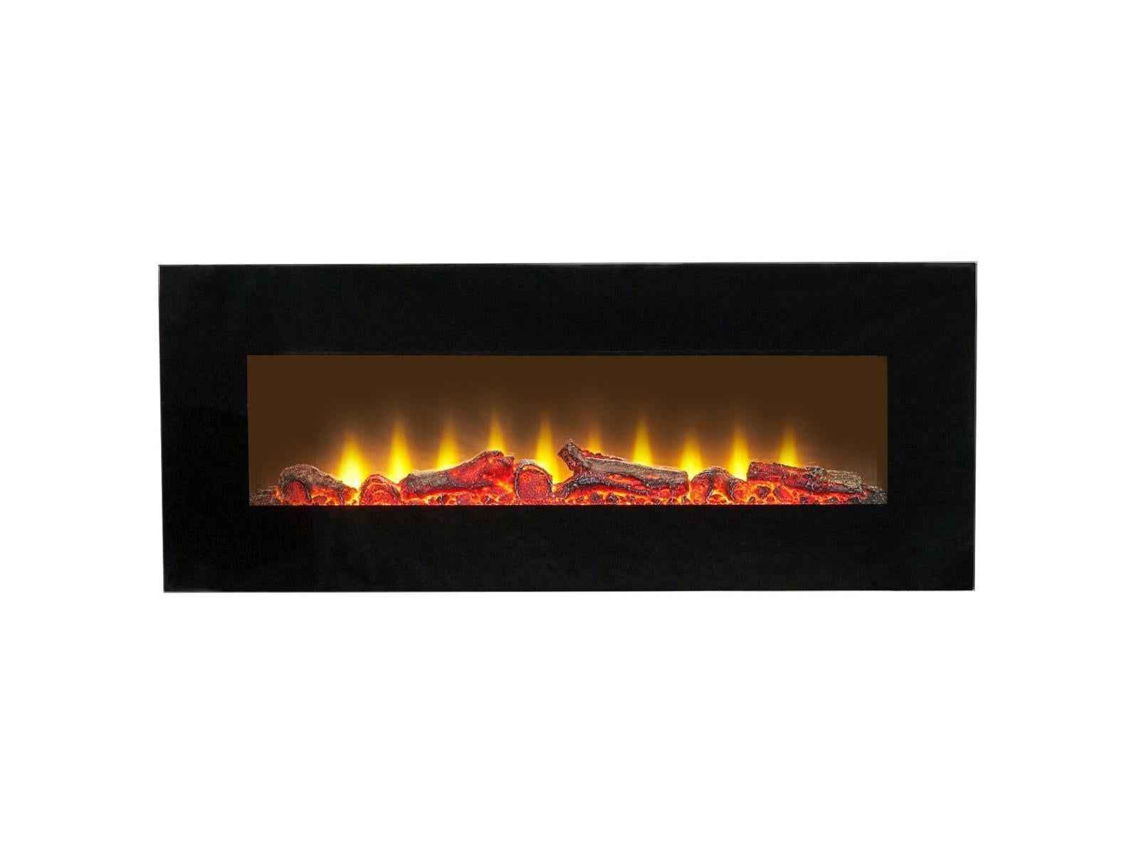 Sureflame 42" Electric Wall Mounted Fire – Black Glass LED Fireplace with Remote