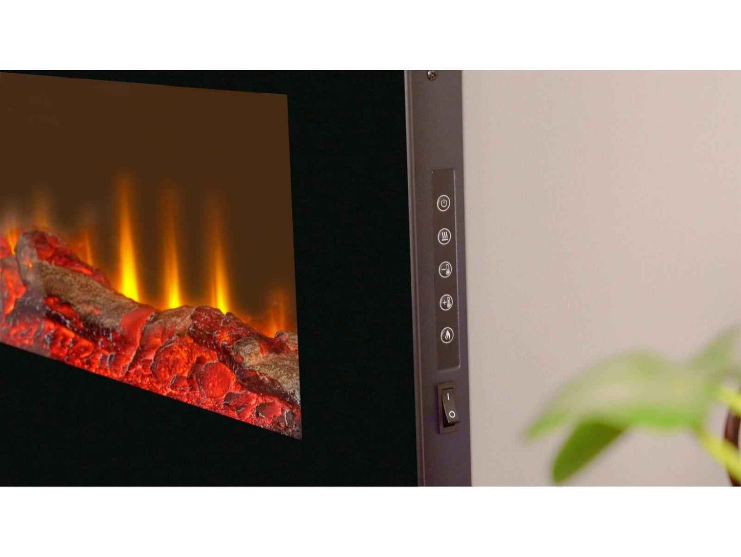 Sureflame 42" Electric Wall Mounted Fire – Black Glass LED Fireplace with Remote