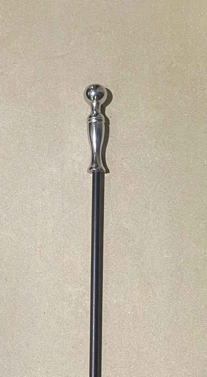 Calfire Round Tower Cast Iron Fire Poker – 22" Black & Chrome