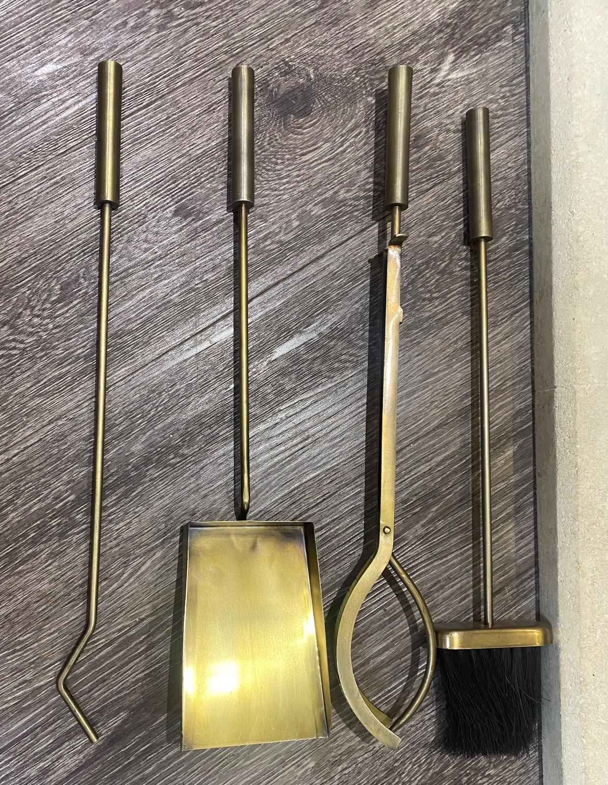 Mortimer Fireside Companion Set in Antique Brass  with Stand - 60cm