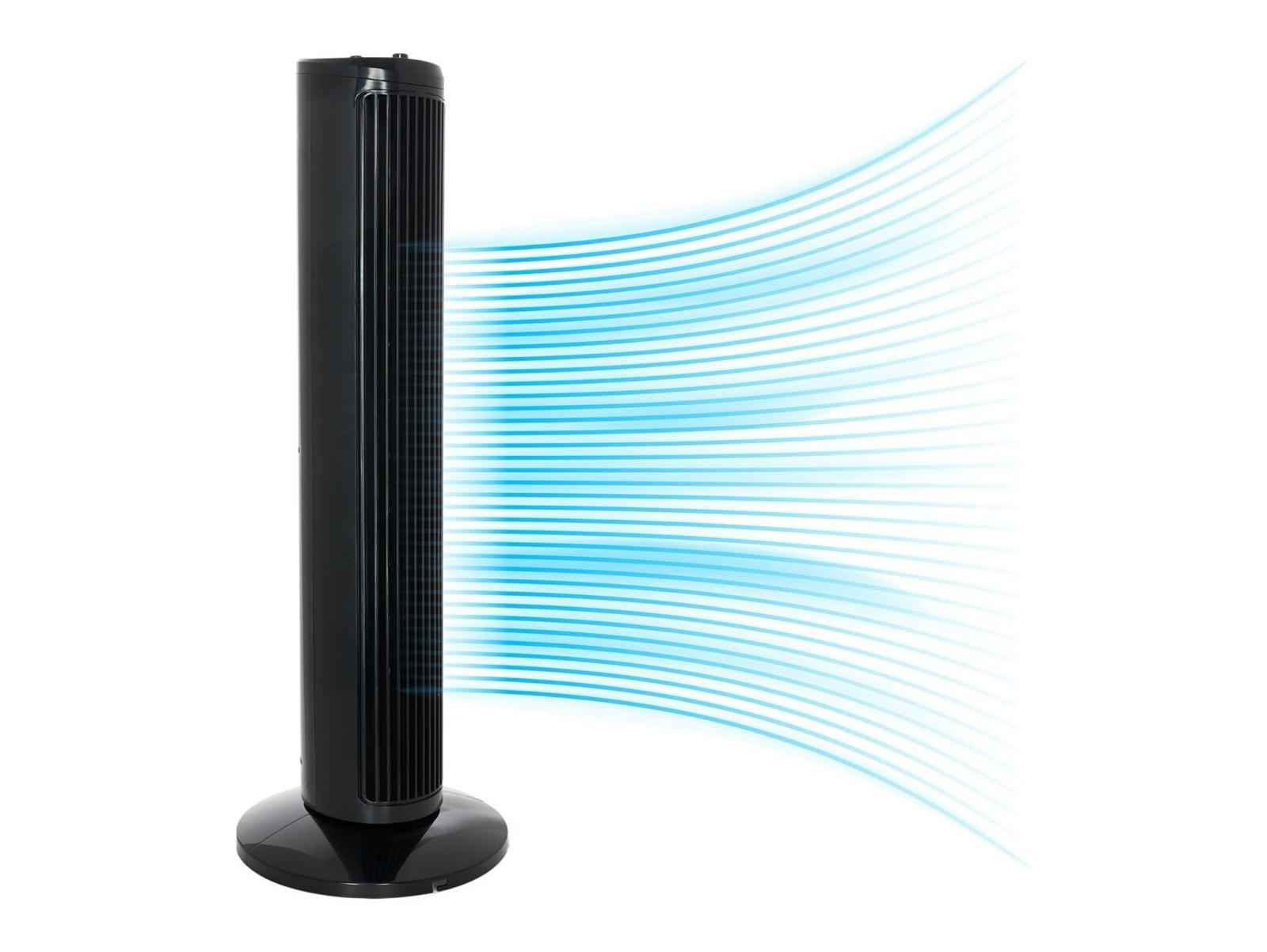 Black Tower Blade Fan – 29” Oscillating, 3 Speed Settings, Freestanding