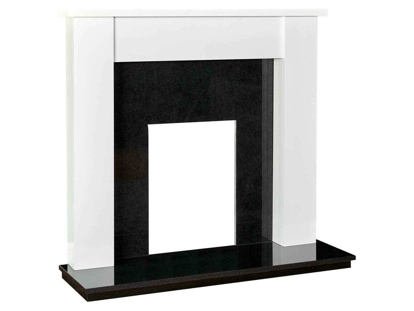 Adam Buxton 48-Inch Fireplace Suite | Pure White & Black Granite