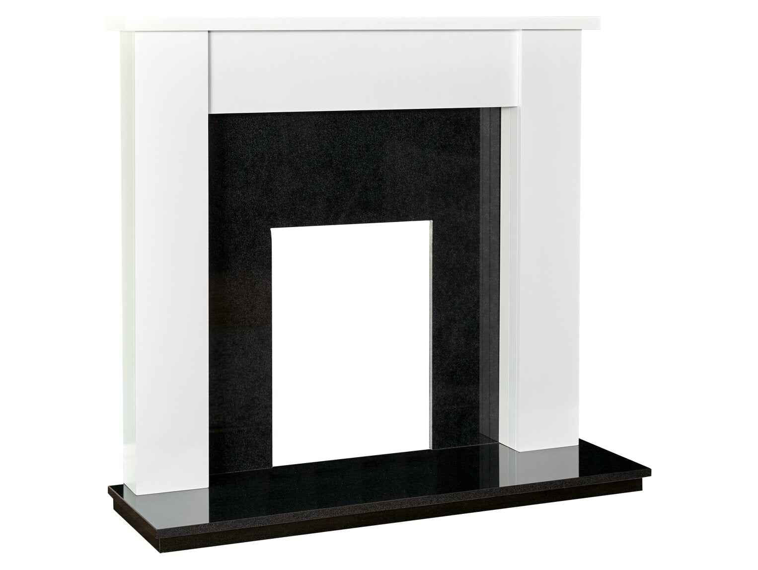 Adam Buxton 48-Inch Fireplace Suite | Pure White & Black Granite