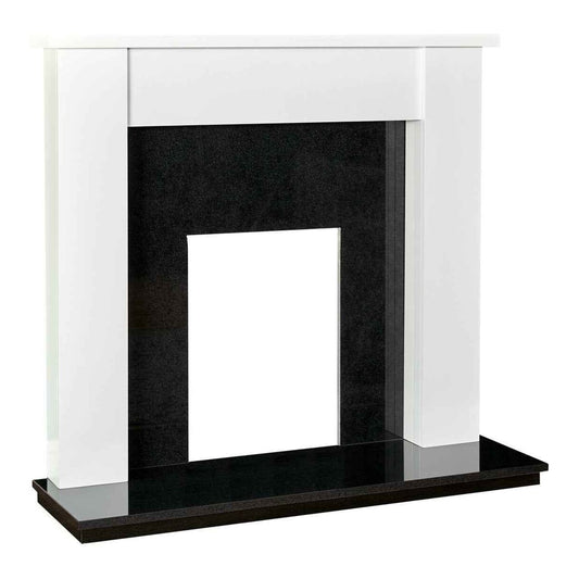 Adam Buxton 48-Inch Fireplace Suite | Pure White & Black Granite