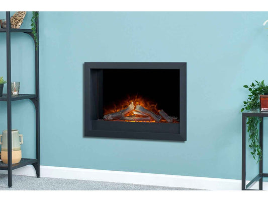 Adam Toronto Electric Wall Inset Fire with Logs & Remote Control – Black | 2kW LED Flame Effect