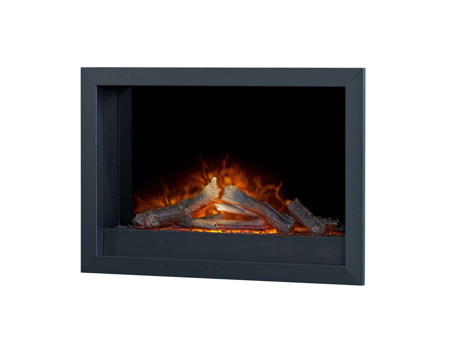 Adam Toronto Electric Wall Inset Fire with Logs & Remote Control – Black | 2kW LED Flame Effect