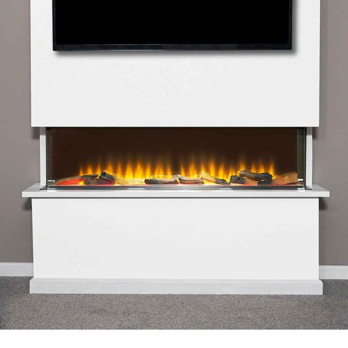 Adam Sahara 51-Inch Panoramic Media Wall Electric Fire - 3D LED 3-Sided Inset Fireplace