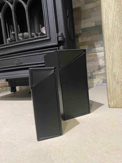 Black Fire Lighter & Match Box Holder Set Modern Fireplace Fireside Storage Tidy