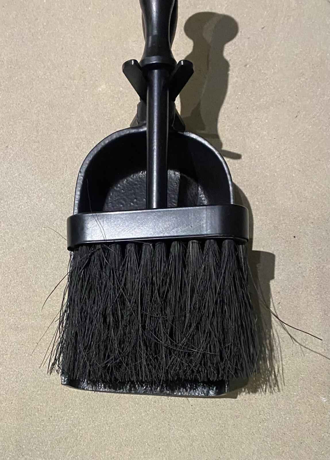 Modern Black Fireplace Ash Cleaning Set | Durable Cast Iron Shovel & Brush Heart