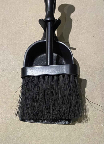Modern Black Fireplace Ash Cleaning Set | Durable Cast Iron Shovel & Brush Heart