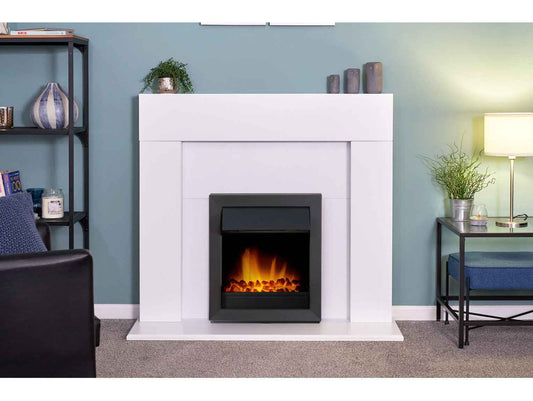 Adam Vancouver Electric Fire – Black | LED Flame & Coal Effect Inset Heater