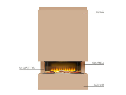 Adam Sahara Pre-Built Media Wall Fireplace Package 31" Electric Fire 2kW LED Flame Effect