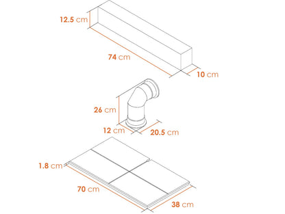 Adam Oak Effect Beam, Black Grooved Hearth & Decorative Stove Pipe Suite (Electric Stoves Only)