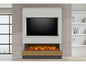 Acantha Matrix Pre-Built Pure White & Oak Effect Panoramic Media Wall with TV Recess & 150 Electric Fire