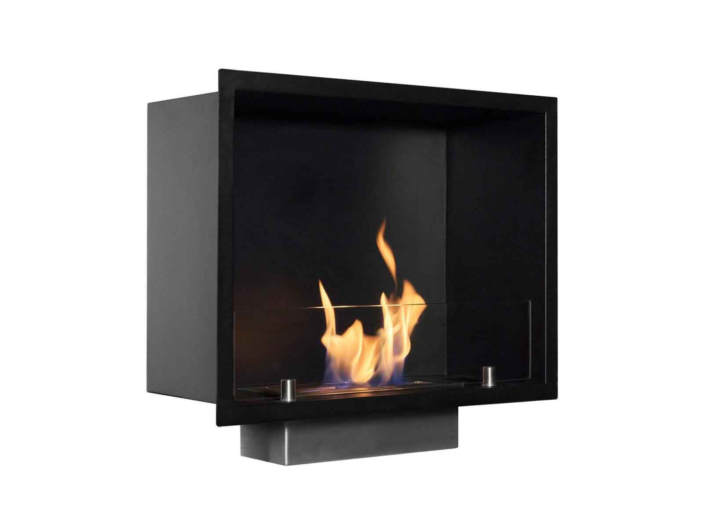 Adam Quatro Large Bio Ethanol Inset Fire 3kW Black Wall Fireplace Burner