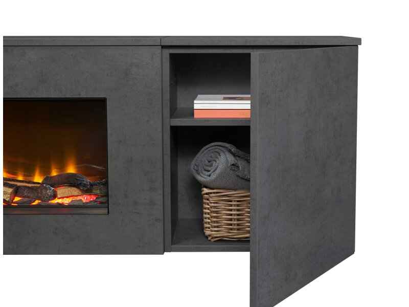 Aurora Aries XL 100 Inch Electric Floating Media Wall Suite with 65 Inch Slate Effect TV Board