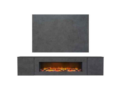 Aurora Aries XL 100 Inch Electric Floating Media Wall Suite with 65 Inch Slate Effect TV Board