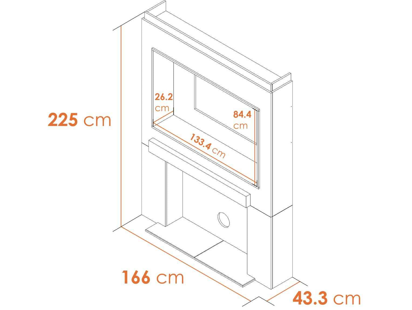 Acantha Stove Media Wall 2 with OKO S1 Bio Ethanol Stove – Easy Paint MDF (58” TV)