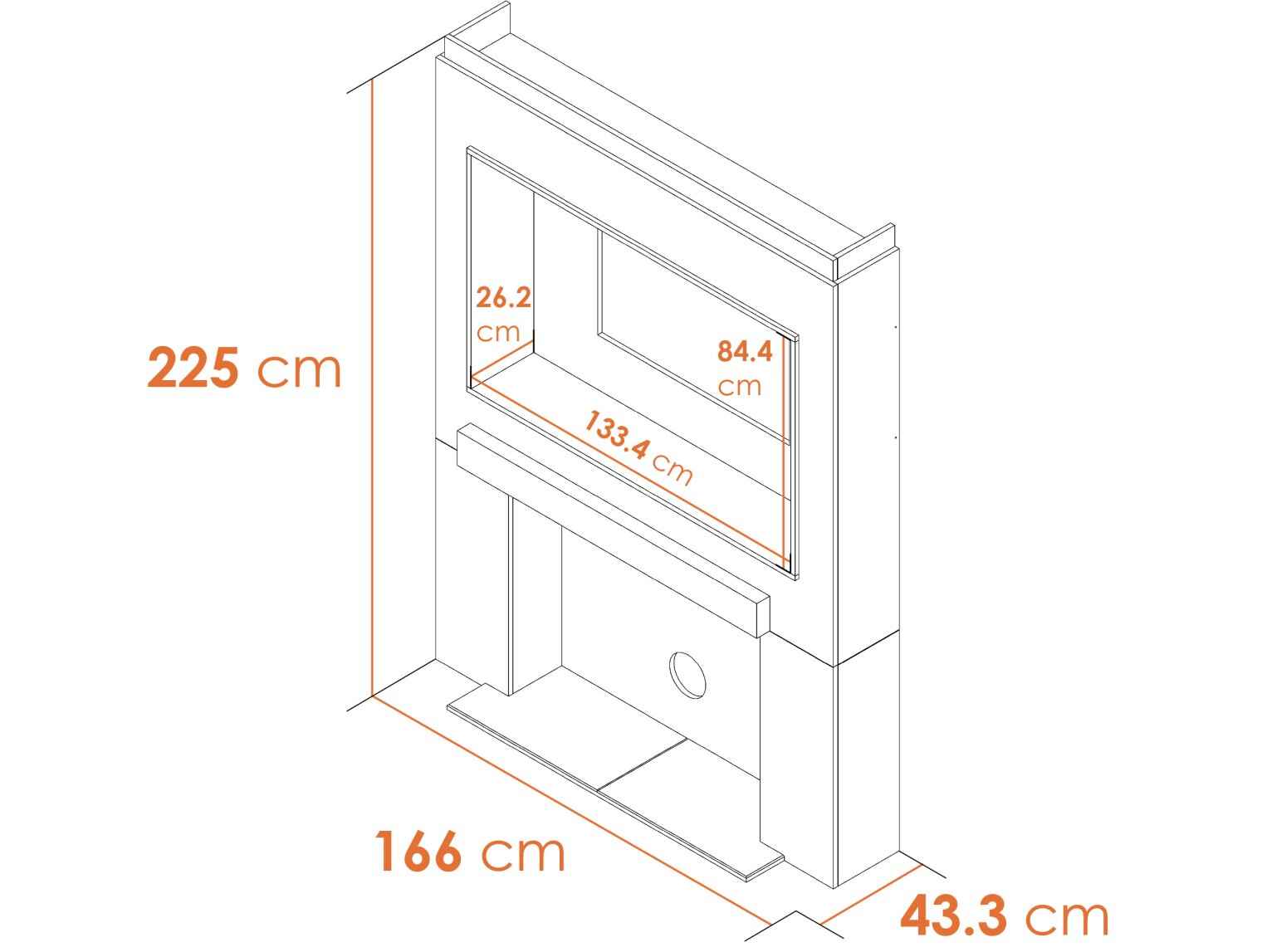 Acantha Stove Media Wall 2 with OKO S1 Bio Ethanol Stove – Easy Paint MDF (58” TV)