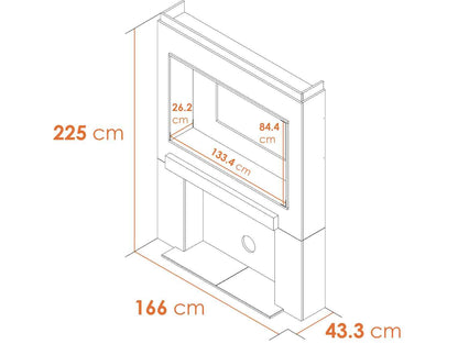 Acantha Stove Media Wall 2 with OKO S1 Bio Ethanol Stove – Easy Paint MDF (58” TV)