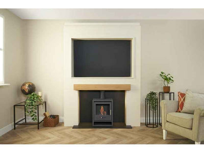 Acantha Stove Media Wall 2 with OKO S1 Bio Ethanol Stove – Easy Paint MDF (58” TV)