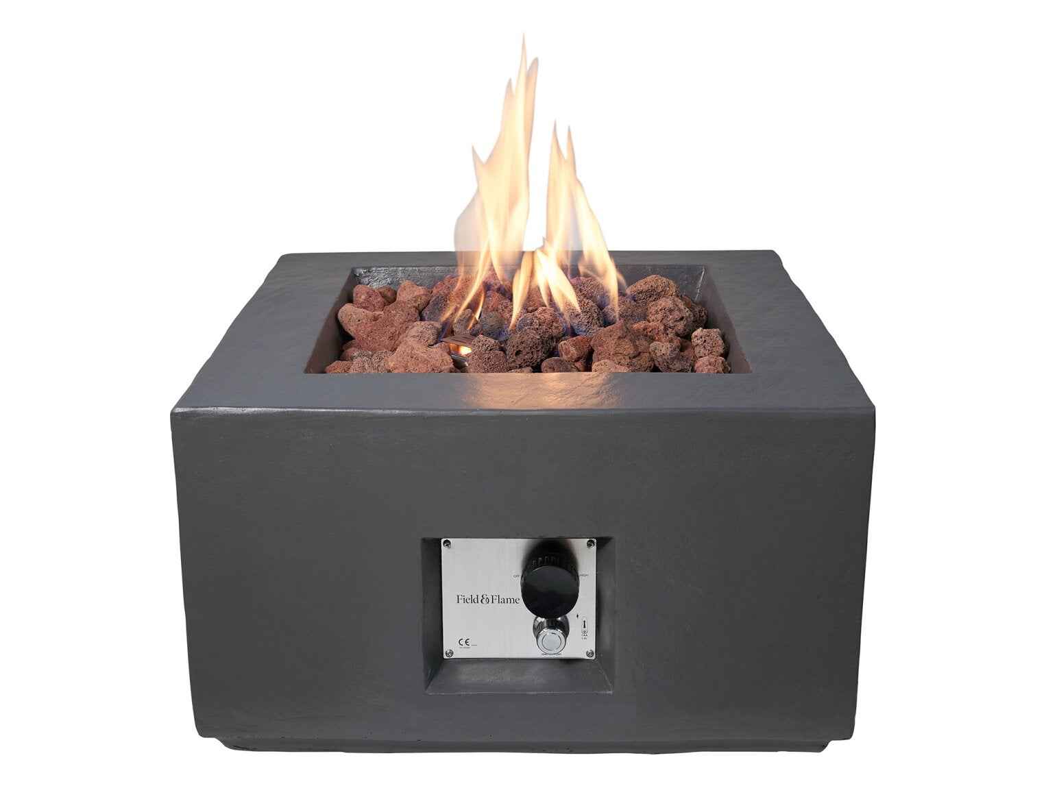 Field & Flame Aster Gas Fire Pit Grey 13kW Square Patio Heater Garden Fire Pit